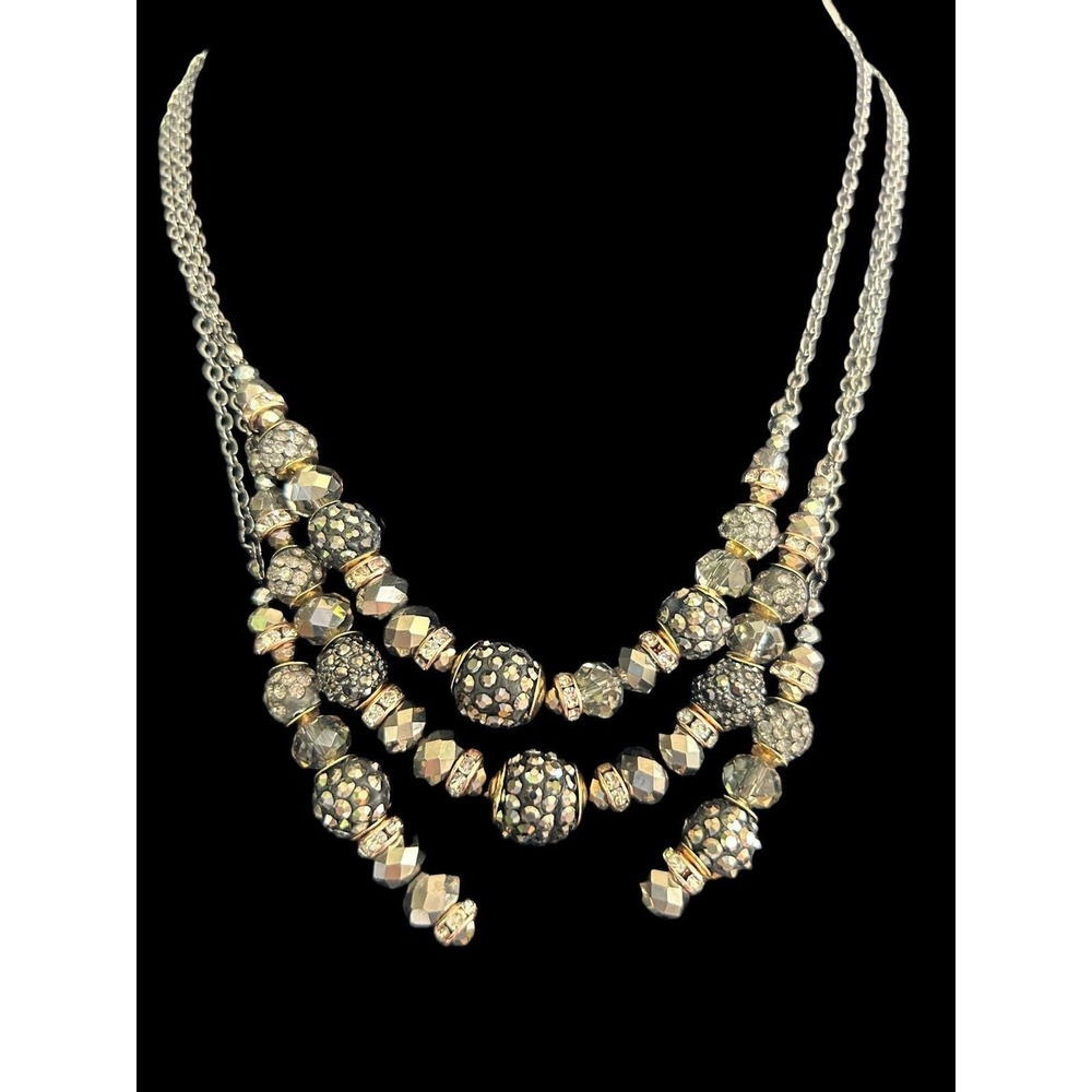 Sparkling Crystal Three Strand Loft Necklace Nice